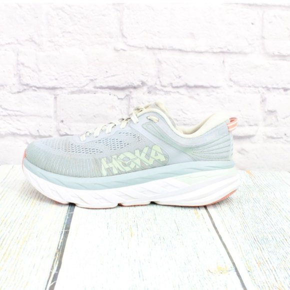 Hoka One One Shoes - Hoka One One W Bondi 7 Gray Lunar Rock Mesh Breathable Running Shoes 7 D